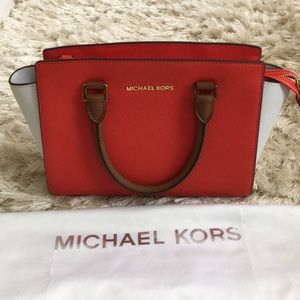 Rare MK Selma Medium Color Block leather satchel
